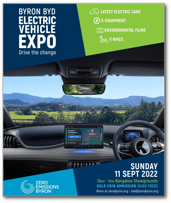 Electric Vehicle Expo, Bangalow Showgrounds, Byron Shire NSW. September 11, 2022, 10am-2pm